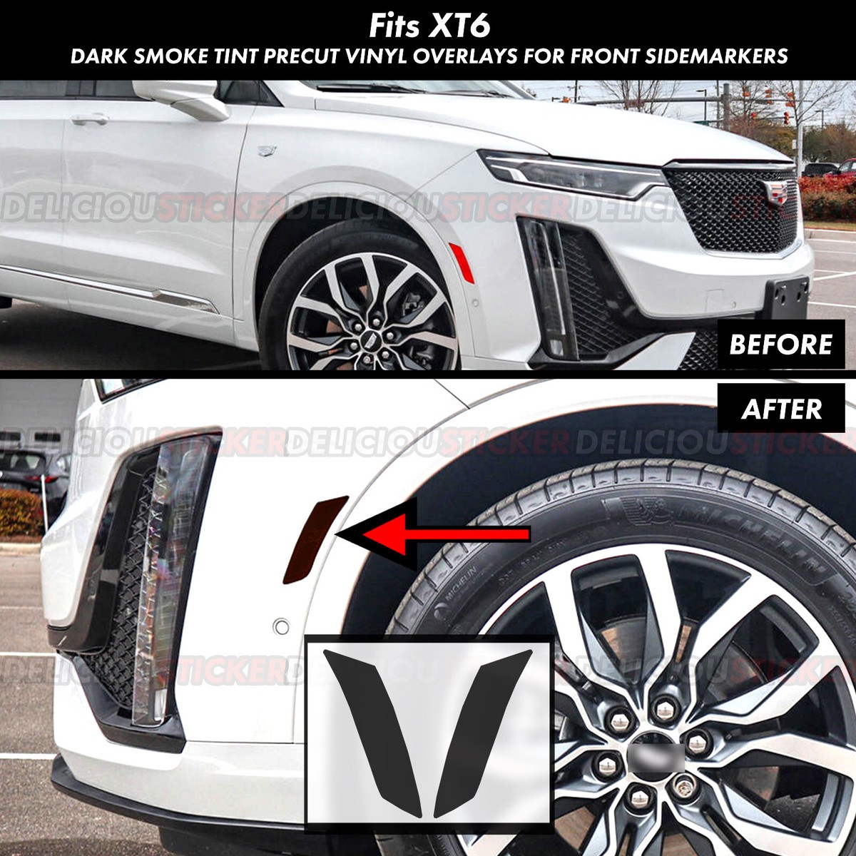 For 2020-2025 Cadillac XT6 Front Side Markers Reflectors SMOKE