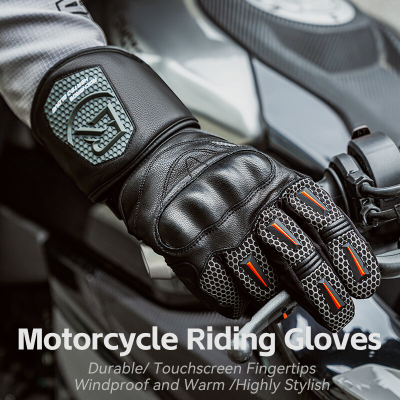 ROCKBROS Winter Full Finger Motorcycle Gloves Windproof Leather