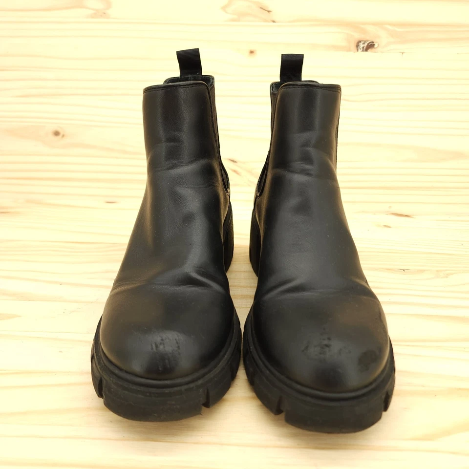 Steve Madden Chunky Chelsea Boots Sz 7 Black Faux Leather Y2K Grunge Punk Bootie - Image 2 of 4