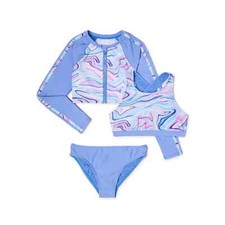 Wonder Nation Zip Long Sleeve Rashguard and Swimsuit with UPF 50 Size S 6