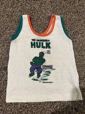 Vtg INCREDIBLE HULK 1978 shirt Tank Top Toddler Size 12-18 Month Marvel  Soccer