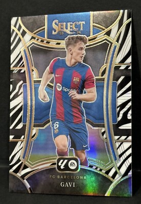 2023-24 Panini Select La Liga Barcelona Gavi Mezzanine Zebra Prizm
