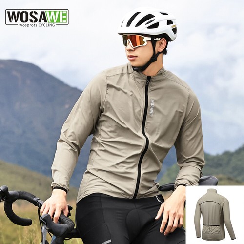 WOSAWE Men's Mountain Bike Cycling Jersey Windproof Water Resistant Khaki Jacket