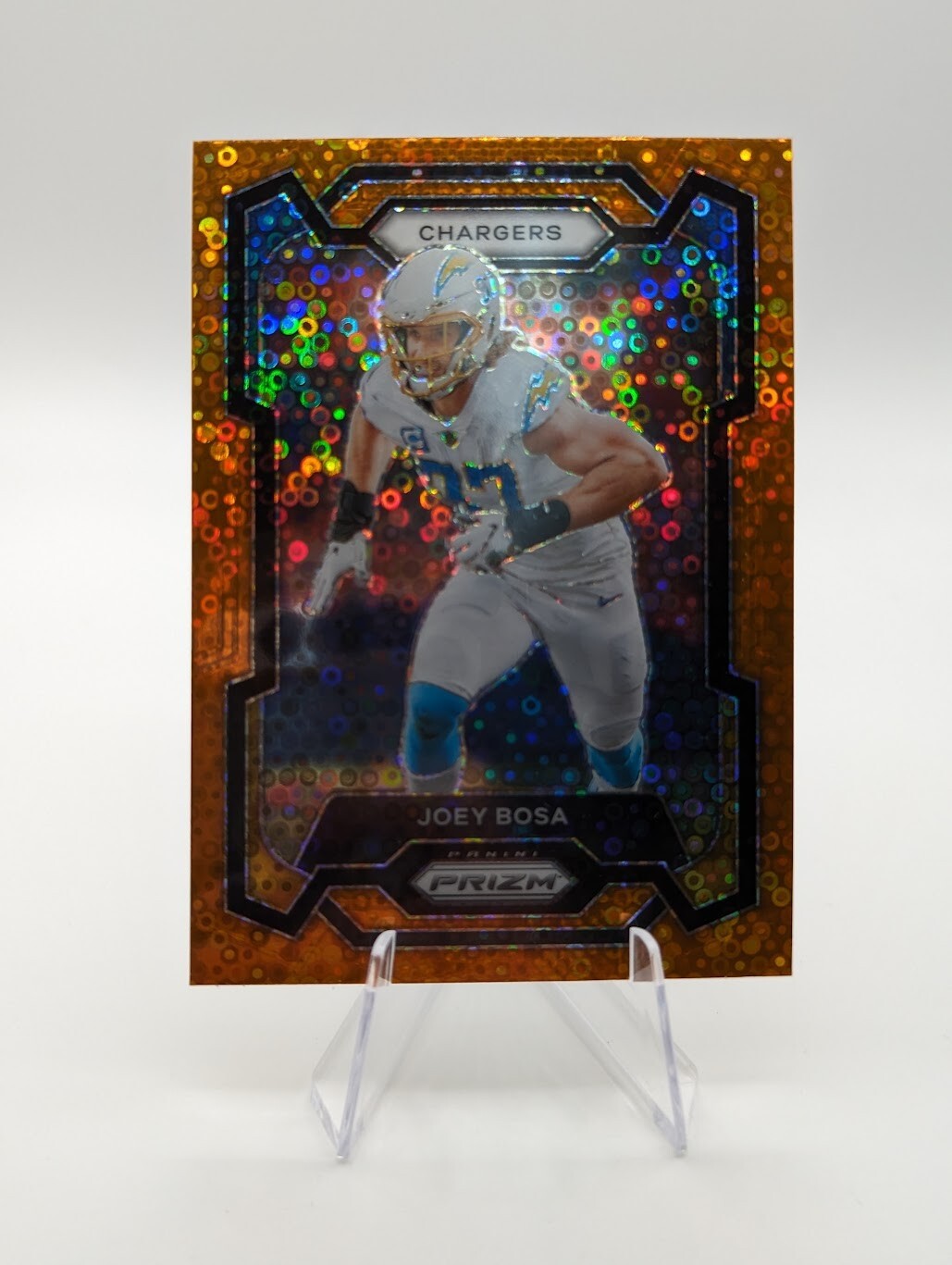 Joey Bosa 2023 Panini Prizm Orange Disco Prizm #157 Chargers
