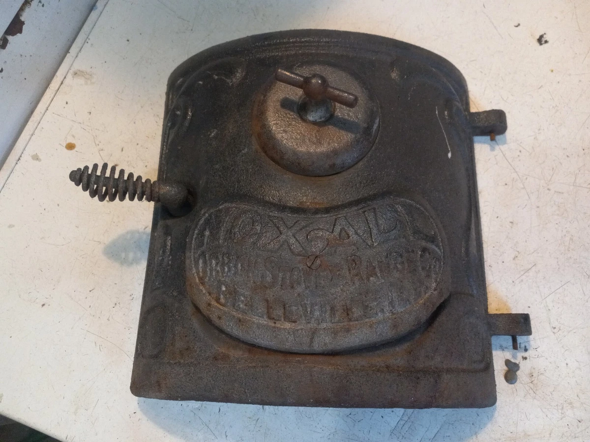 Antique Cast Iron Noxall Orbon Stove u0026amp; Range Co. Potbelly Parlor Wood  Stove Door | eBay