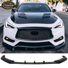 Fits 17-22 Infiniti Q60 2Dr IKON V3 Style Front Bumper Lip Spoiler Splitter PU