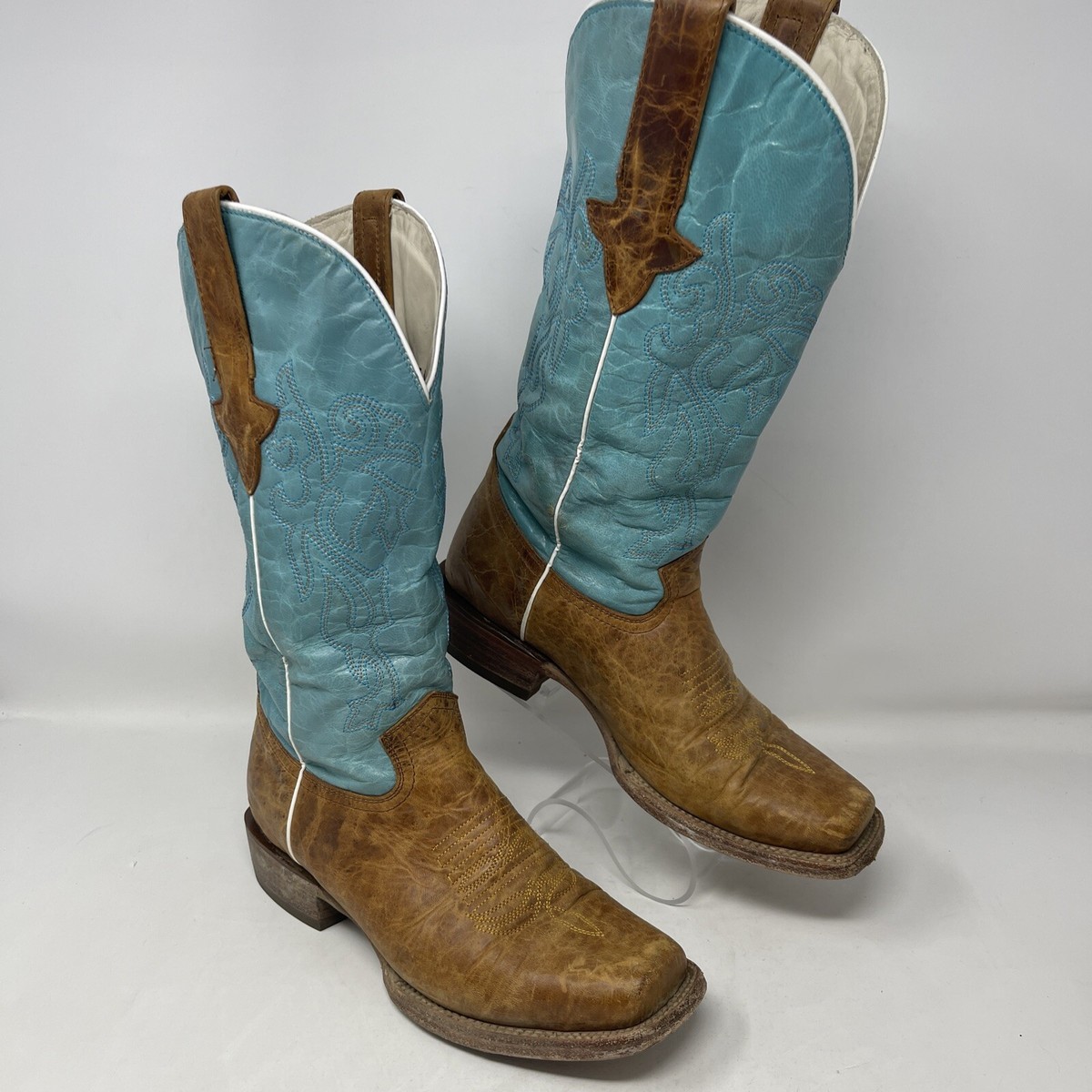 JB Dillon Reserve Brown Turquoise Leather Western Boots JBR 6072 B