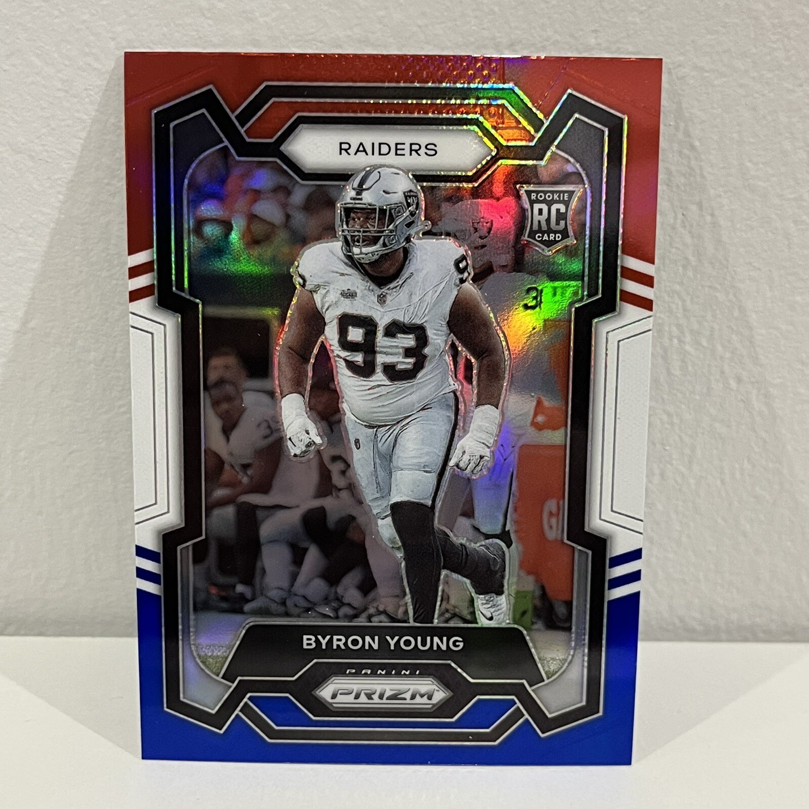 2023 Panini Prizm NFL Red White Blue Byron Young RC Las Vegas Raiders #355