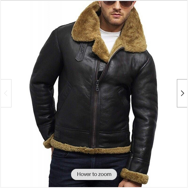 Men’s RAF Aviator B3 Shearling Leather Bomber Jacket in Black