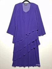 Positive Attitude 2 Piece Set Women's Purple Sleeveless Dress w/ Jacket Size 14