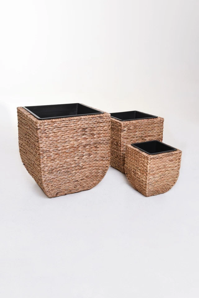 VIVANNO Pflanzkübel Pflanzgefäße Wasserhyazinthe ASIA 50/40/30 cm Set Natur - Bild 2 von 4