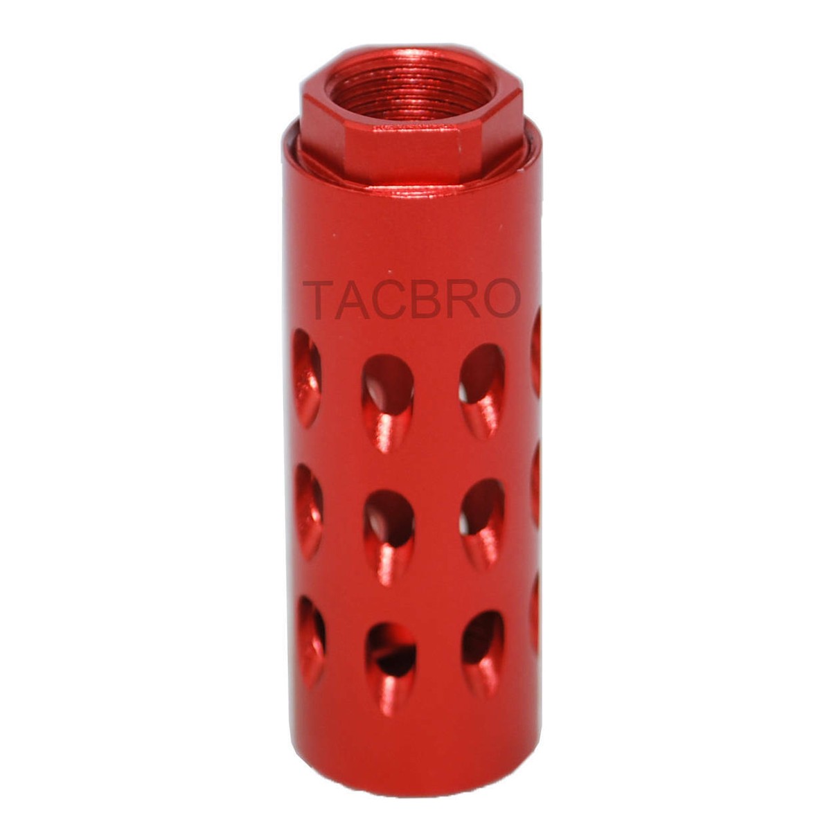 Red Anodized Aluminum 1/2x28 Muzzle Brake for 9MM w/ Crush Washer