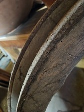 2 alte Wagenräder 90 cm Durchmesser  Eisen m. Innenrad aus Holz o. Speichen