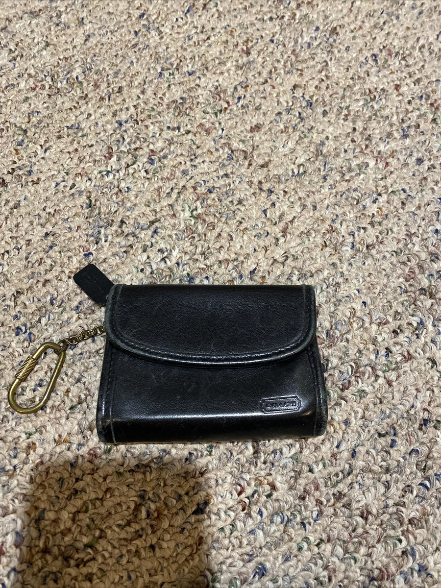 Vintage Coach Black Leather Mini Wallet Keychain Coin Purse eBay
