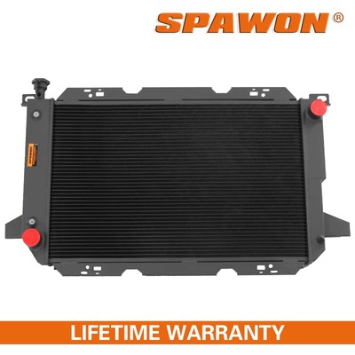 Black SPAWON Radiator Fit Ford Bronco/F150/250/350/53 1985-1997 Aluminum 3Row AT