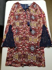 Women’s Love Fire Dress Medium Vintage Boho Design Shift Chic Maxi Dress