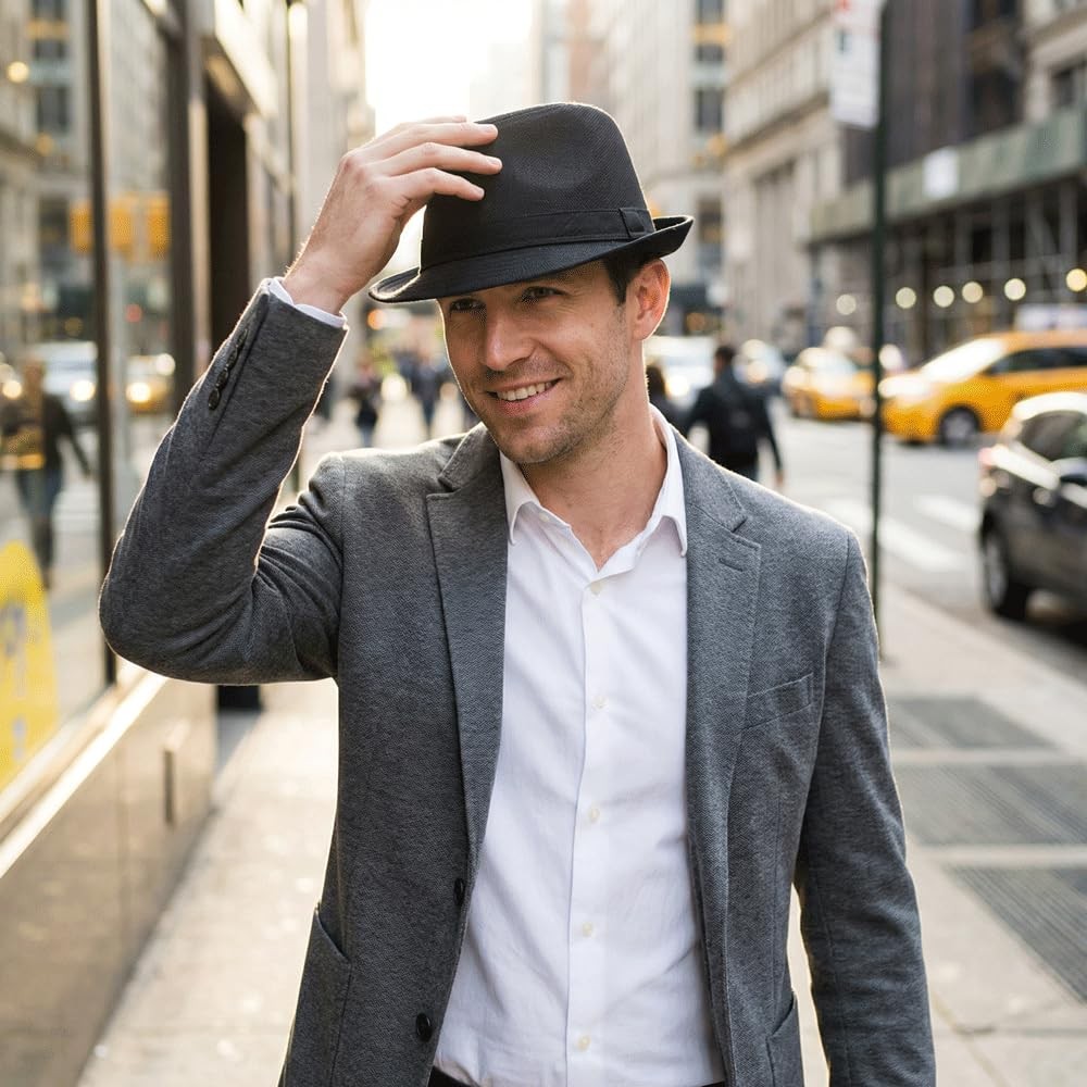 20s Men Fedora Hat Accessories 1920s Men Costume Short Brim (US