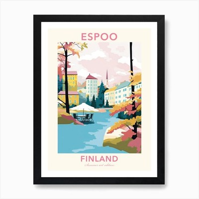 Espoo, Finnland, flache Pastelltöne gerahmtes Wandbild Poster Leinwanddruck Bild