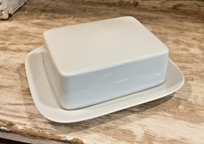 Vintage Rosenthal White Covered Butter Dish Germany MCM Minimalist