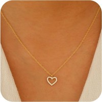 Halskette Herz 18K Gold/WeißGold Vergoldet Damen Geschenk FüR Frauen MäDchen