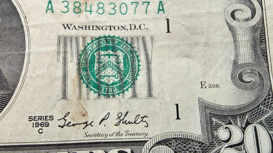 $20 Federal Reserve Note SERIES 1969 C Vintage Twenty Dollar Bill - Image 4 of 4