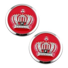Circular Crown Emblems,Crystal Diamond Crown Car Stickers Decals Red Silver