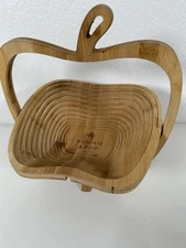 Bonnie And Pop 12" Wooden Apple 3D Collapsible Fruit Basket Countertop Decor