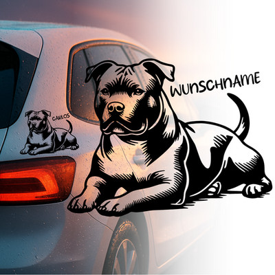 Auto Aufkleber | American Bully Hund Dog | Wunschname Personalisiert Sticker 696