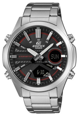 Casio Edifice Dual-Display (45.5mm) Black Dial / Stainless Steel