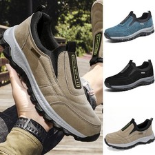 Mens Hiking Shoes Slip On Sneakers Outdoor Wide Width Comfort Walking Loafers