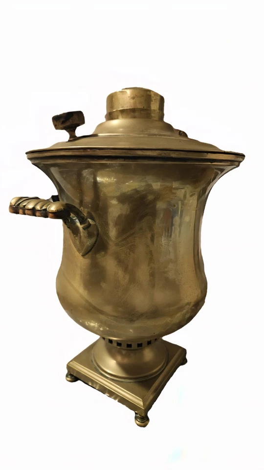 Samovar Ancien en Laiton – Bouilloire Russe Vintage Thé / Eau Chaude - Photo 4/4