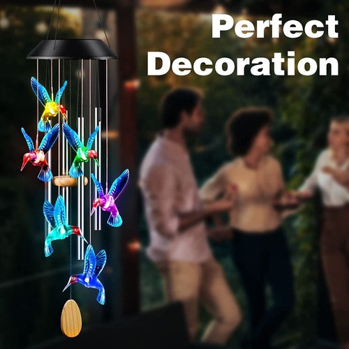 Hanging Porch Wind Chime Hanging Lamp Solar Lights Garden Decoration - Picture 7 of 9