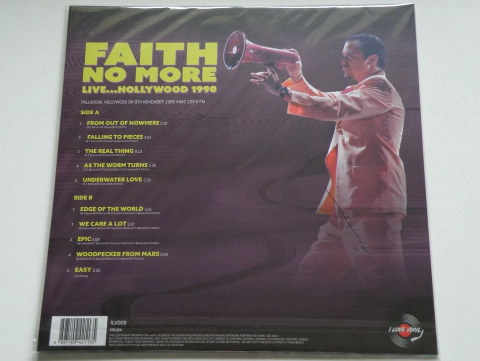 FAITH NO MORE *LIVE... HOLLYWOOD 1990*UK 2023 PRESS 180g 12"LP SEALED MINT VINYL - Image 4 of 4
