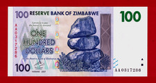 ZIMBABWE 100 Dollars 2007 UNC NOTE - Sign: Gov. Dr. G. Gono - Prefix: AA (P-69a)