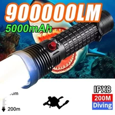 Professional Diving Flashlight Rechargeable Torch IPX8 Underwater Diving Torch