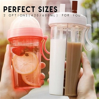 Enjoy Two Flavors 420ml Double Use Cup with Split Layer for Dual Drinks