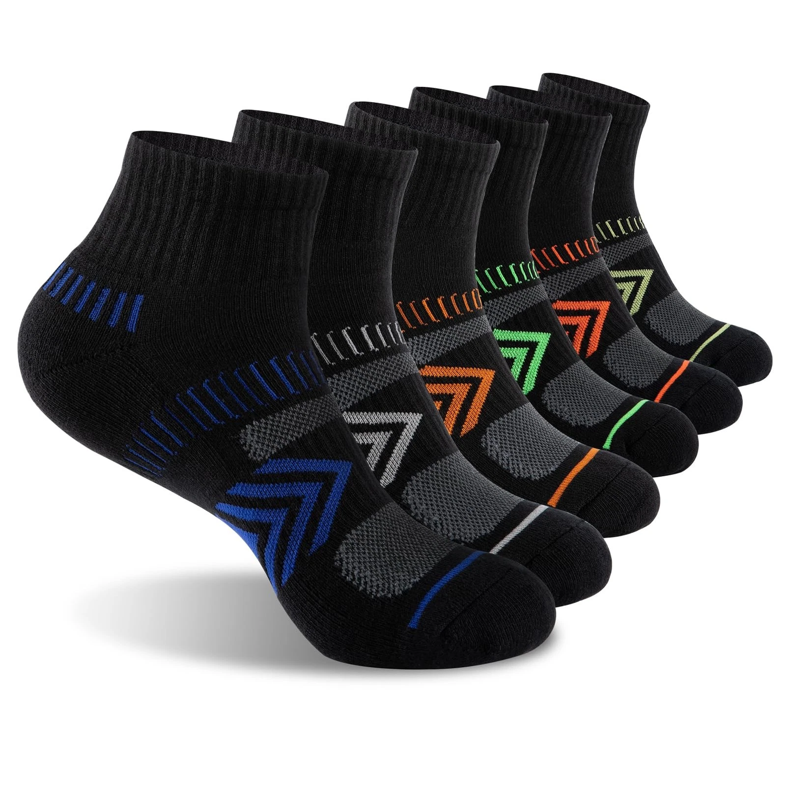 Mens Cushioned Ankle Socks, Cotton Athletic Performance Quarter Socks