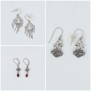 Lot of 3 Harley Davidson 925 Sterling Silver Earrings