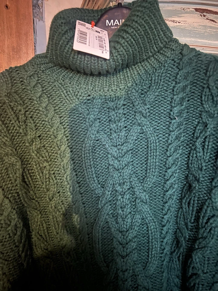 New Genuine Superdry Green Cable Knit Jumper Size L 14,roll Neck - Image 2 of 3