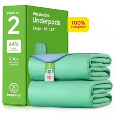 IMPROVIA  Washable Underpads, 34" x 52" Pack of 34"x52" 2 , Green