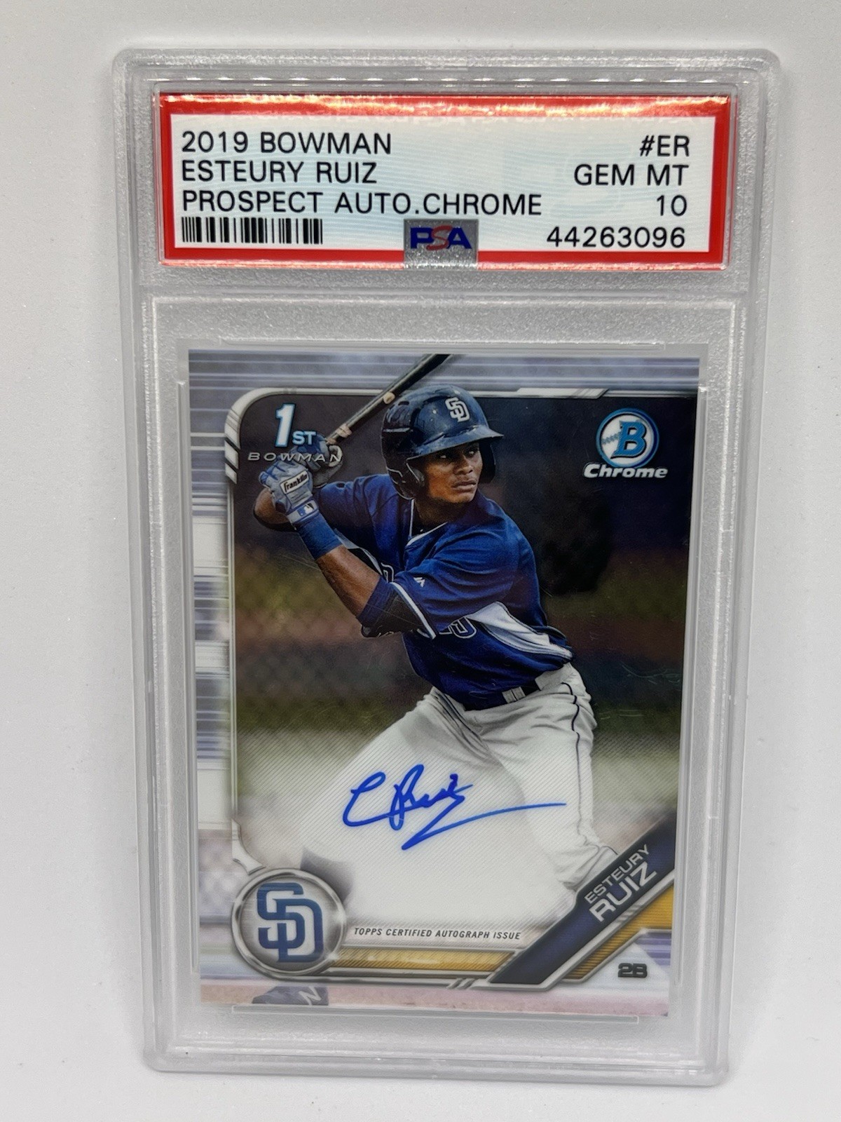 ESTEURY RUIZ 2019 1st Bowman Chrome Prospect Auto PSA 10