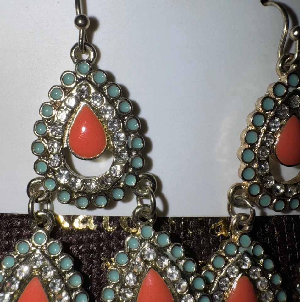 PENDIENTES COLGANTES Kate Spade New York 14K oro rosa relleno con cubierta antipolvo 3” gota nuevos con etiquetas Foto 3 de 4