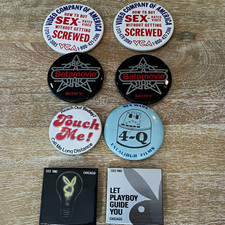 Vintage Advertising Pinback Buttons Lot Playboy Sony Betamovie CES 1982 Chicago