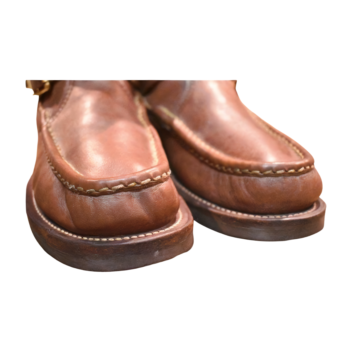 Russell Moccasin Zephyr Boots 8.5EE Brown Leather Vibram Back Zip