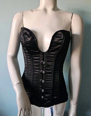 Beautiful black satin lace-up corset Fetish bustier TV wardrobe Kristen Davis
