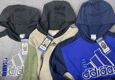 Adidas Youth LARGE Lot of 3 Hoodies Black, Tan Blue 19.5" Pit to Pit NWT