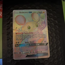 Pokemon TCG Unbroken Bonds Dedenne GX 219/214 Secret Rare Rainbow Card DMG