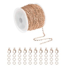39ft Rose Gold Chain for Jewelry Making with Jump Ring and Lobster Clasp-0.08in