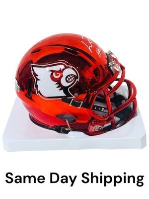 Lamar Jackson Signed Louisville Chrome Mini Helmet Inscribed