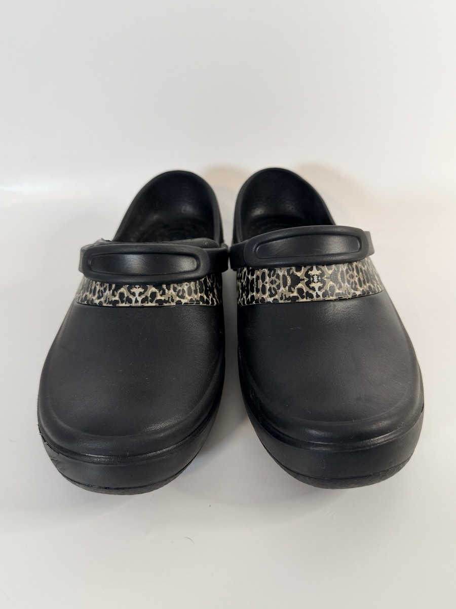 ladies dress crocs CROCS Mercy Professional Slip On Leopard Print Comfort Clogs Ladies Size 7